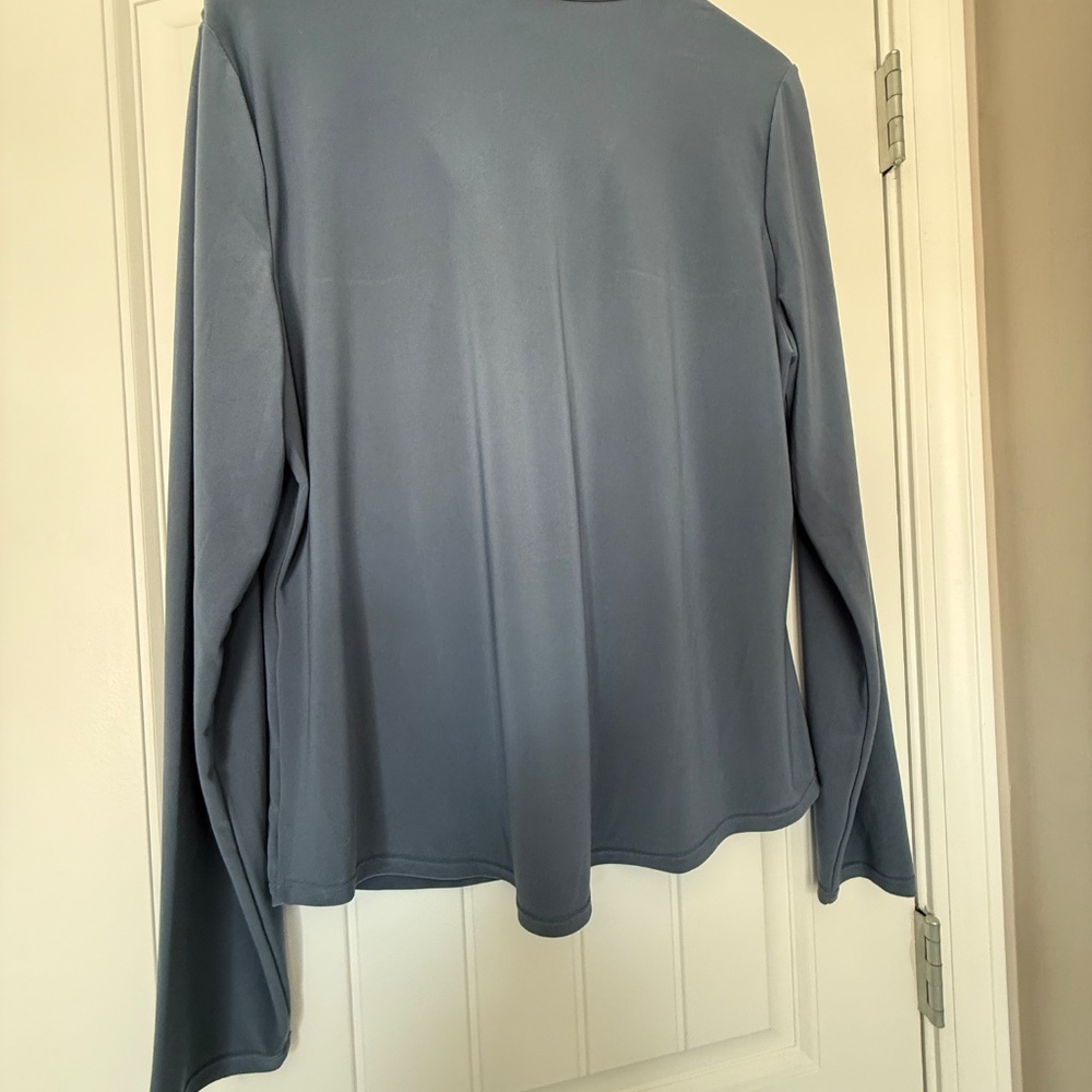White House Black Market Blue Blouse Gold-Colored Buttons Long Sleeve Sz XL NWT - Picture 3 of 11